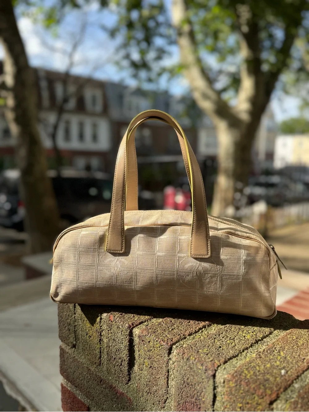 Chanel Y2K Beige Travel Ligne East West Shoulder Bag